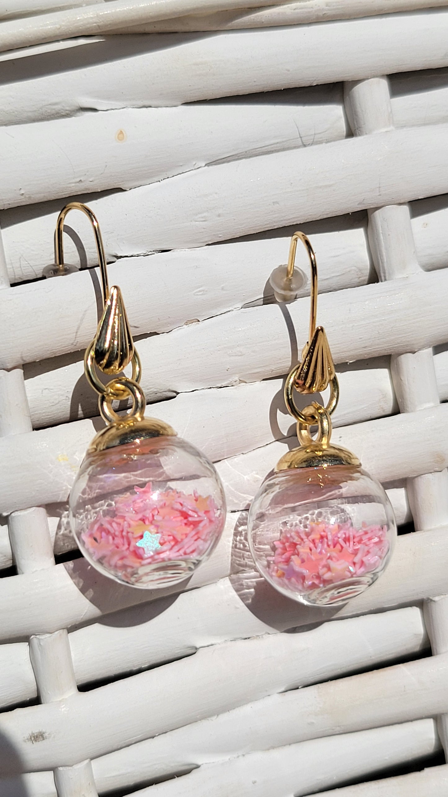 Pink Star Bauble Earrings