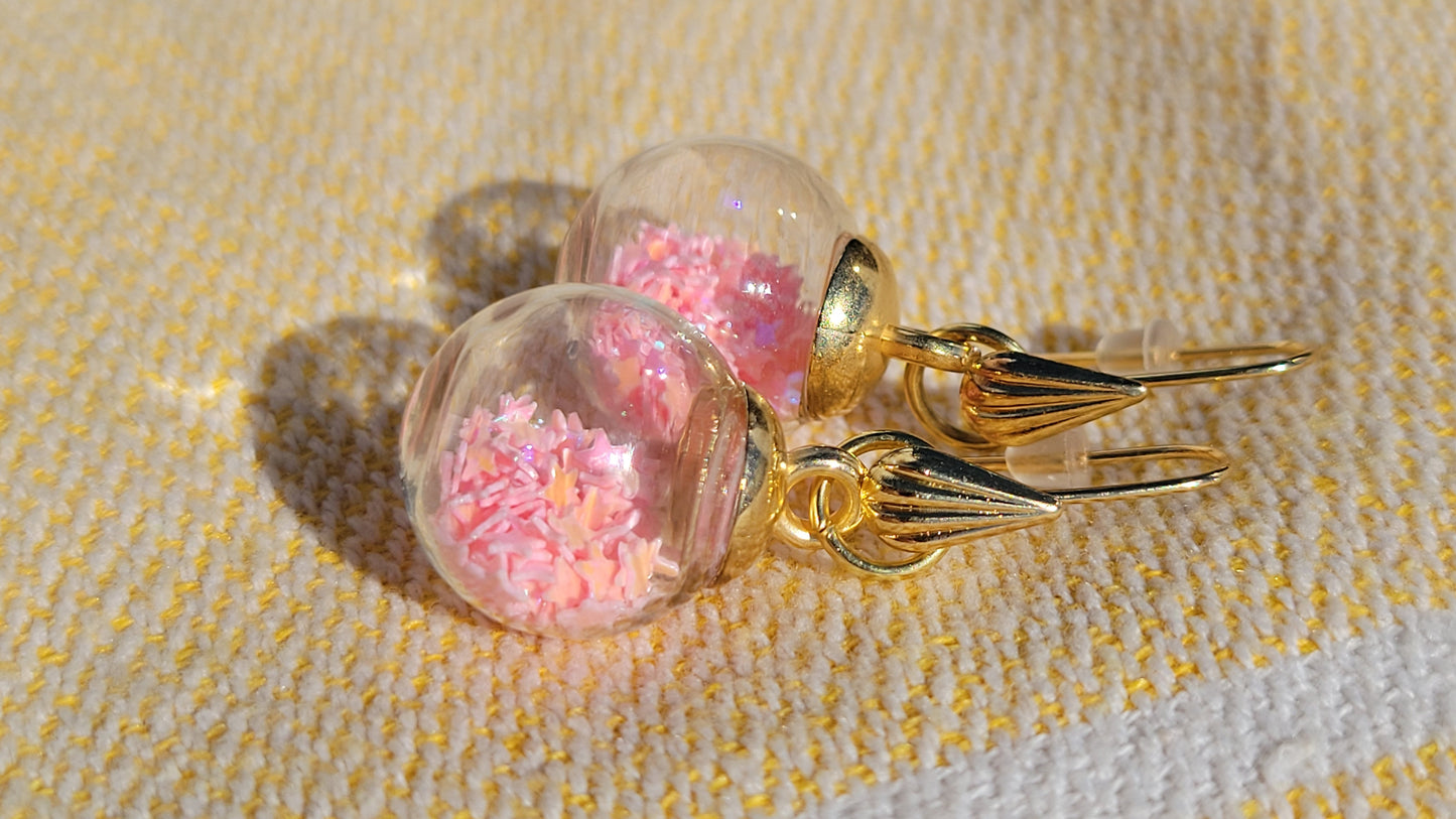 Pink Star Bauble Earrings