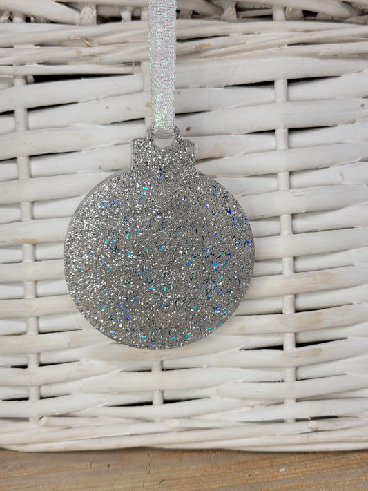 Silver Glitter Ornament - 50% Off