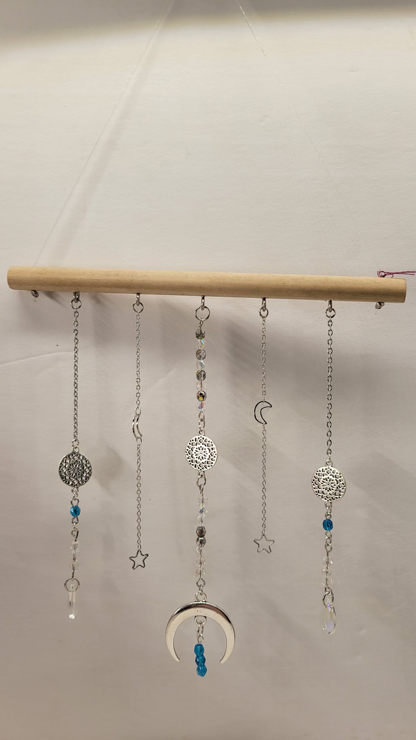 Clear Glass Bead Wooden Hanging