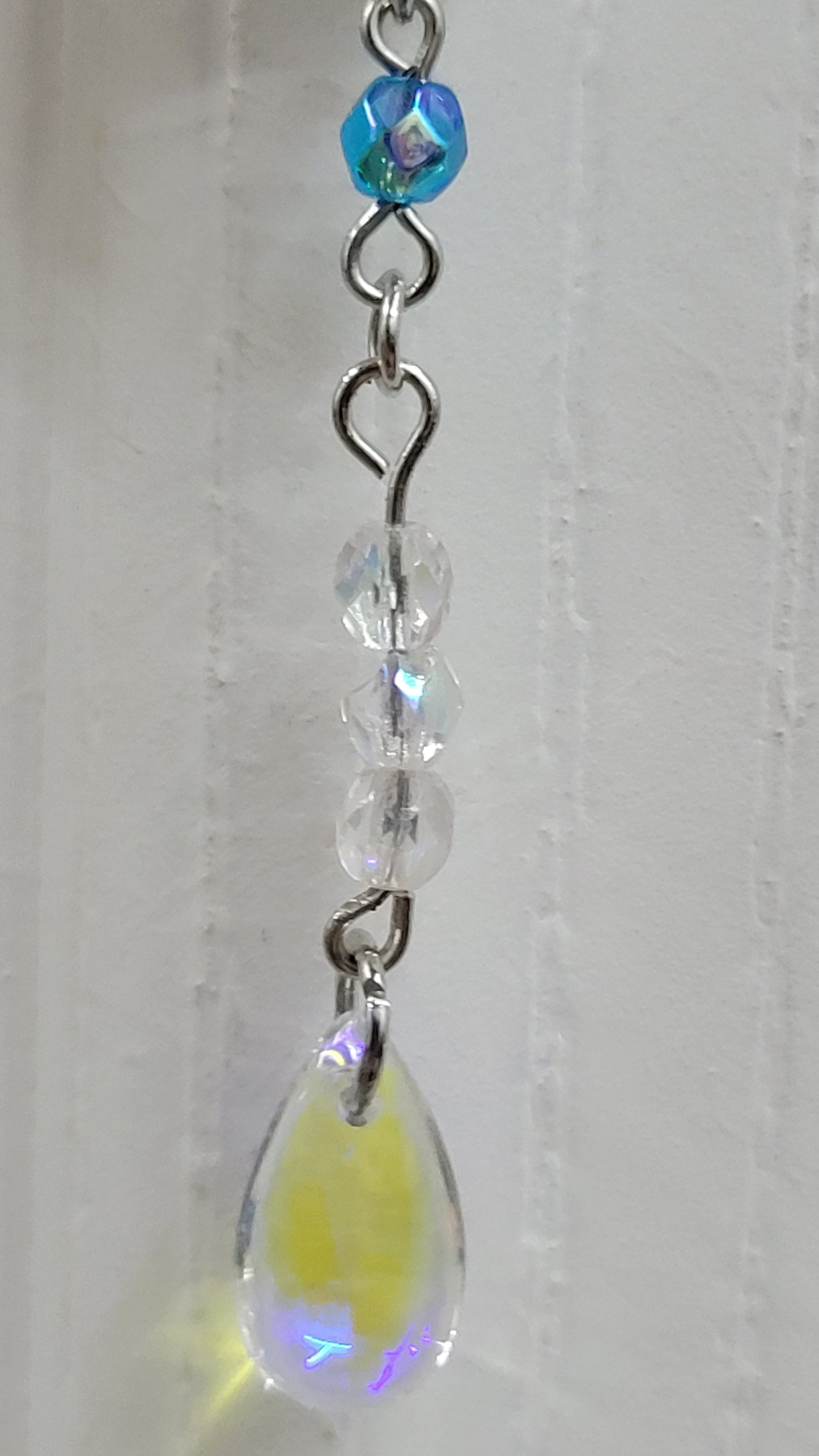 Clear Glass Bead Wooden Hanging