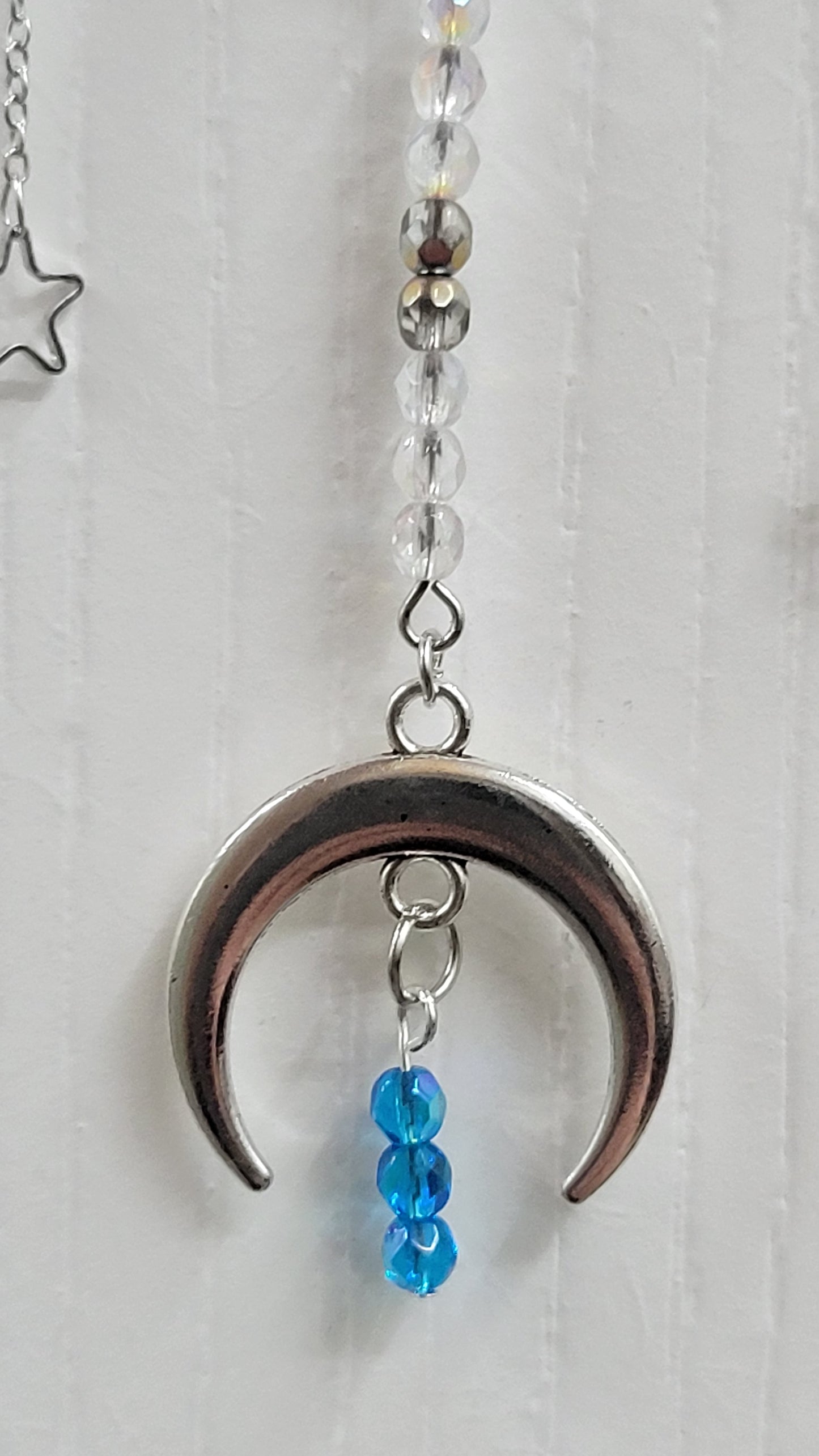 Clear Glass Bead Wooden Hanging