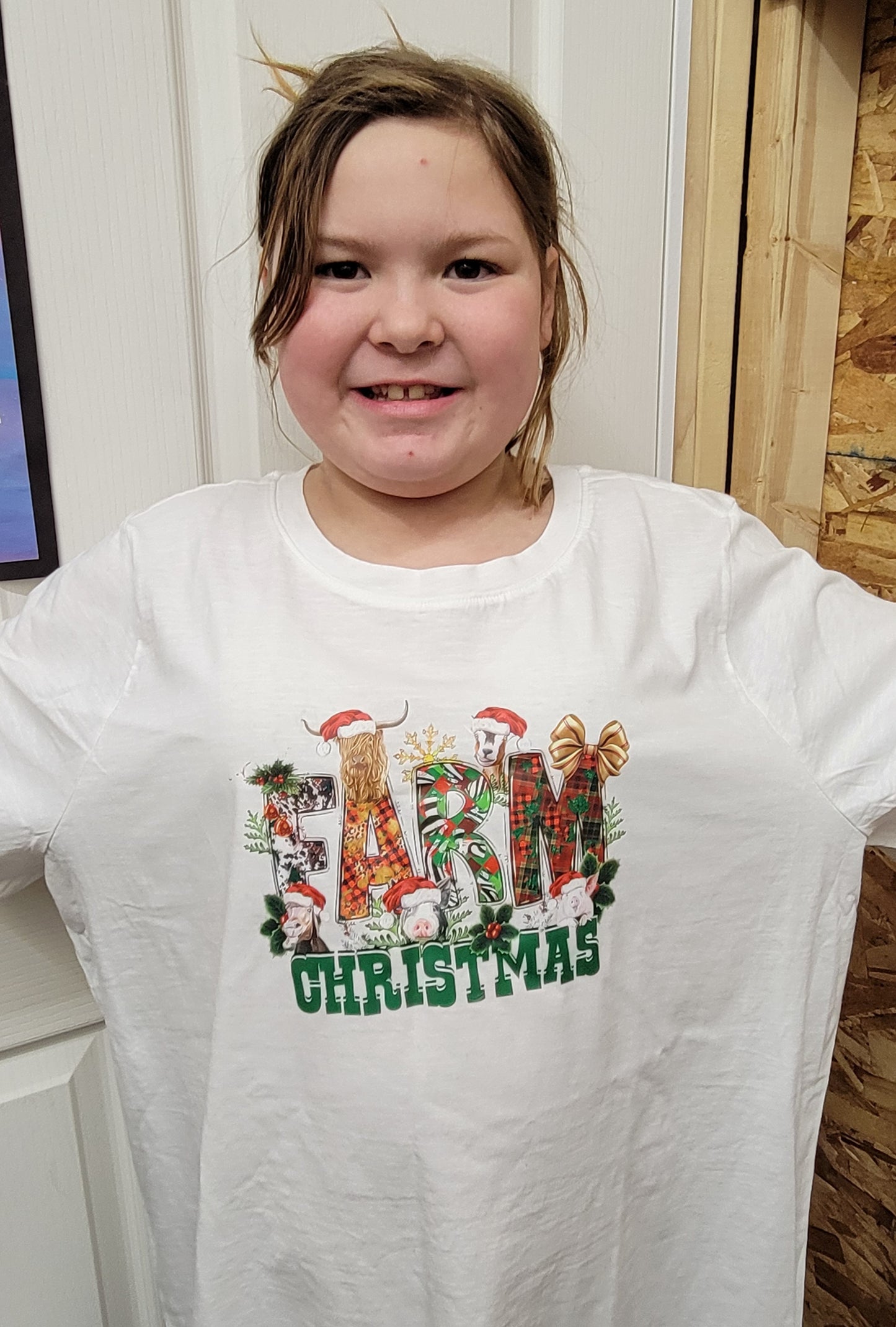 Farm Christmas White T-Shirt, Size Women's Plus 1X