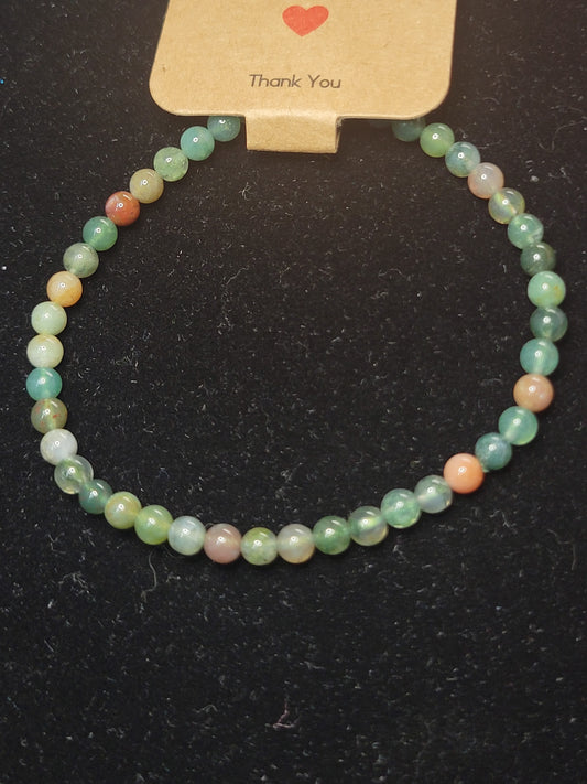 Moss Agate Bead Bracelet