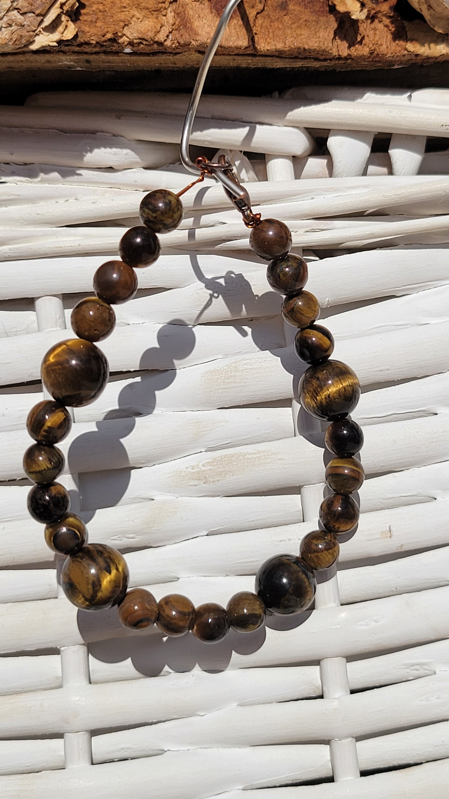 Tiger's Eye Beaded Wire Bracelet