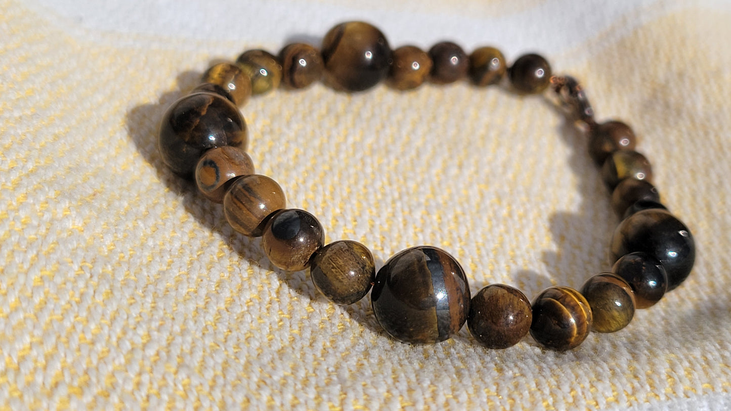 Tiger's Eye Beaded Wire Bracelet