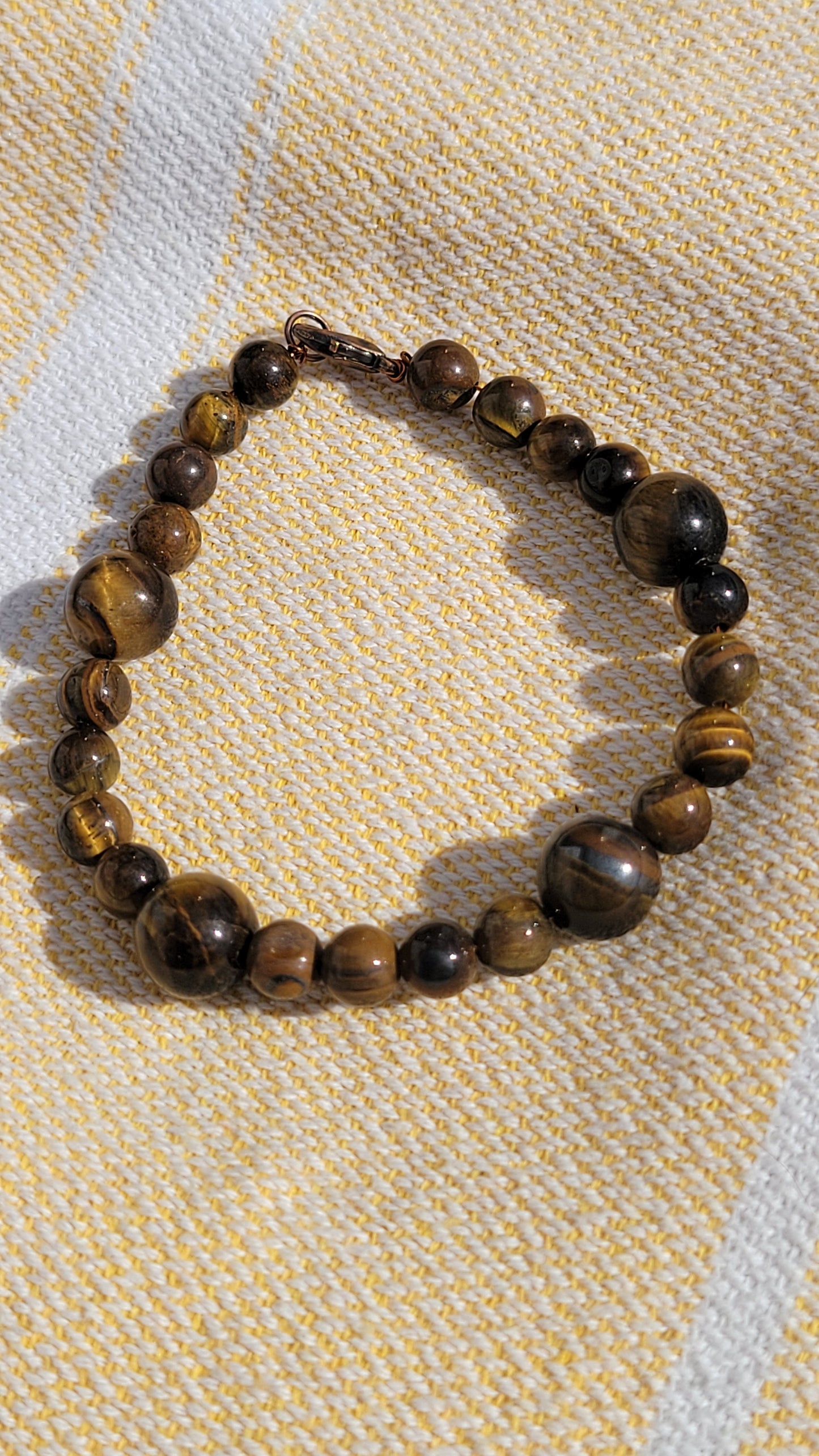 Tiger's Eye Beaded Wire Bracelet