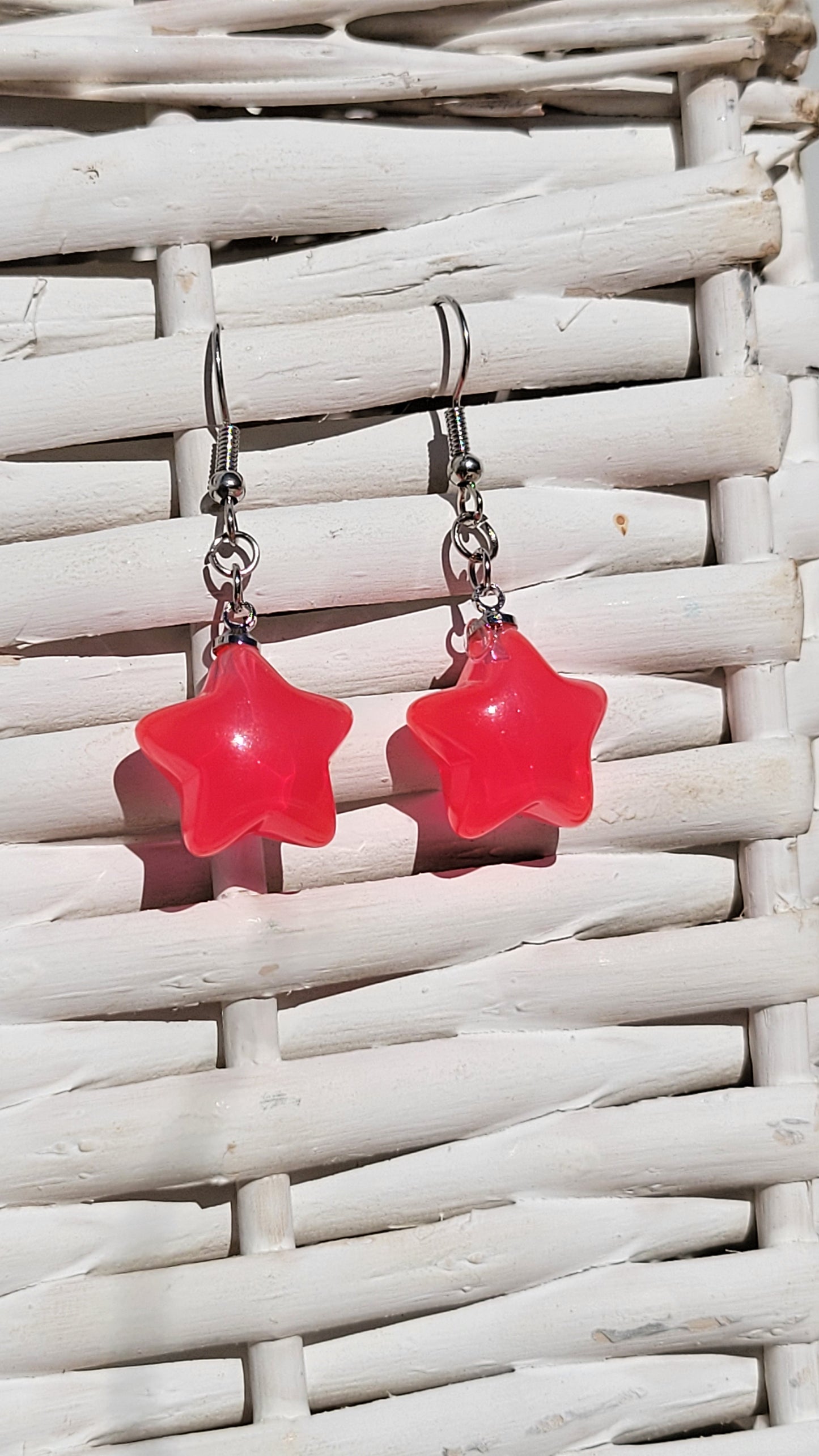 Puffy Pink Star Earrings