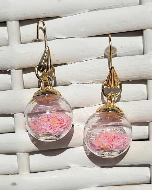 Pink Star Bauble Earrings