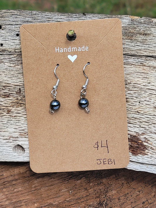 Black Obsidian Crystal Bead Earrings