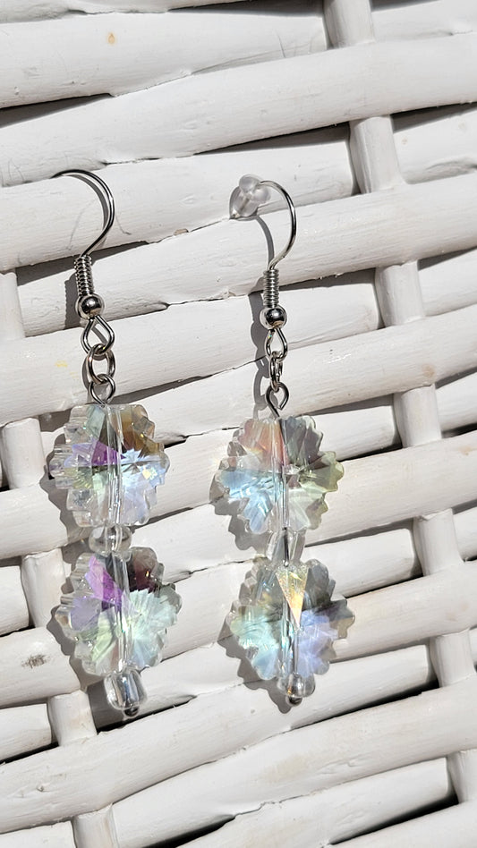 Clear Glass Beaded Earrings