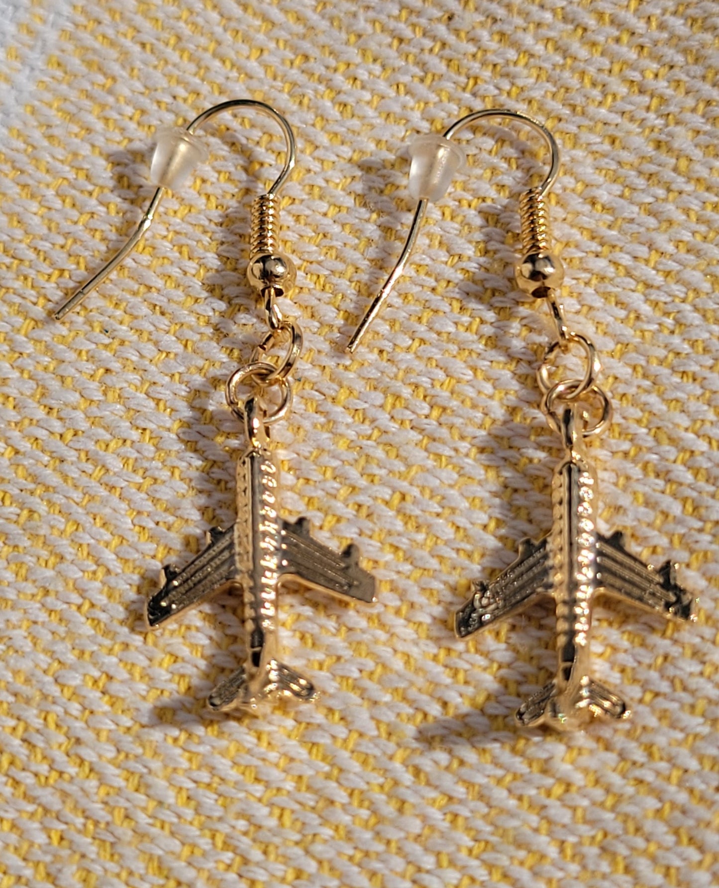 Gold Airplane Earrings