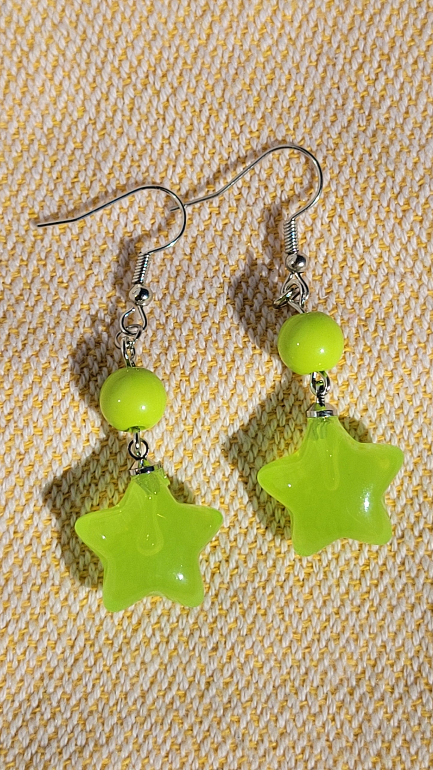 Puffy Green Star Earrings