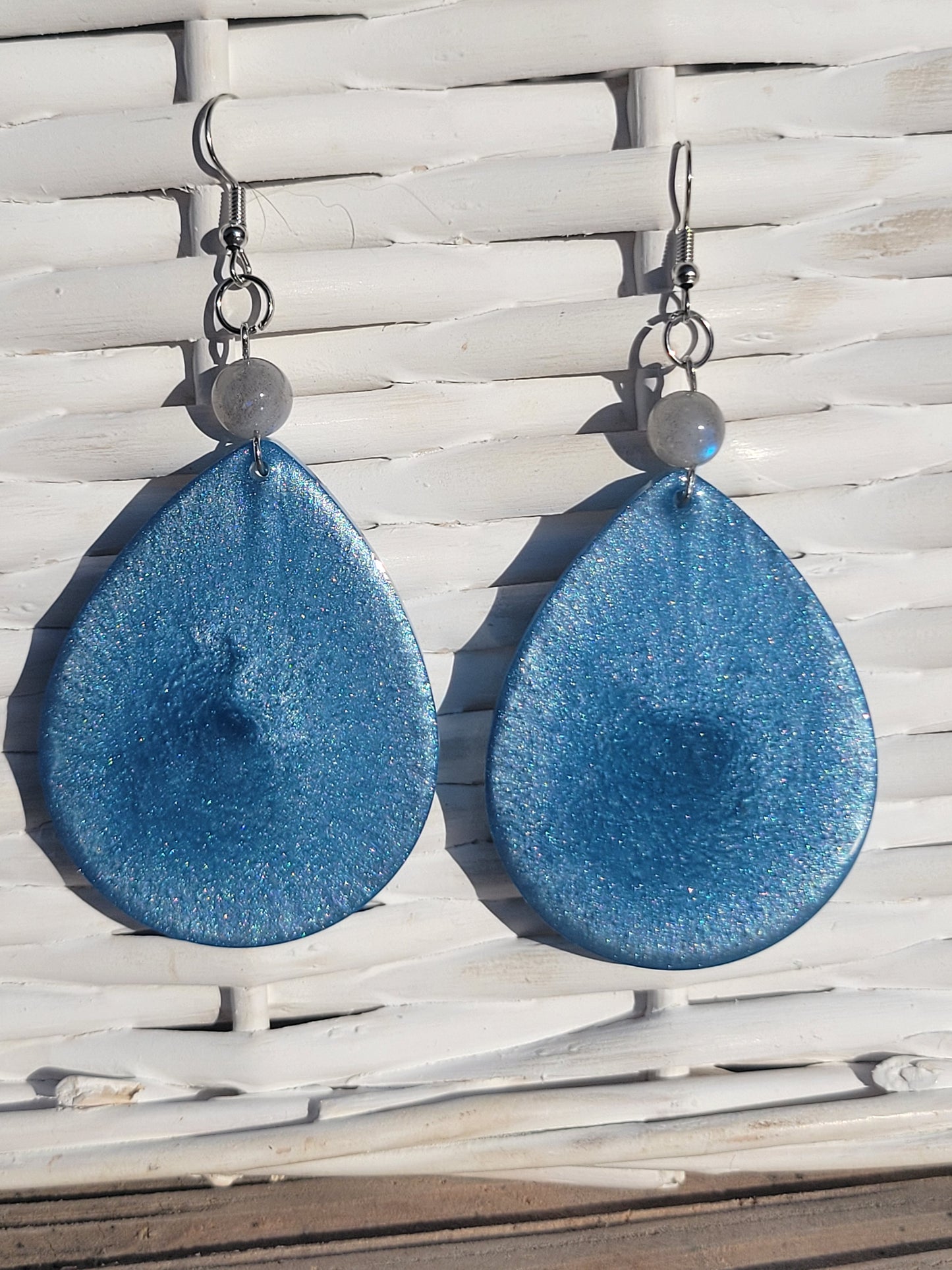 Large Resin Drop w/ Labradorite Earrings