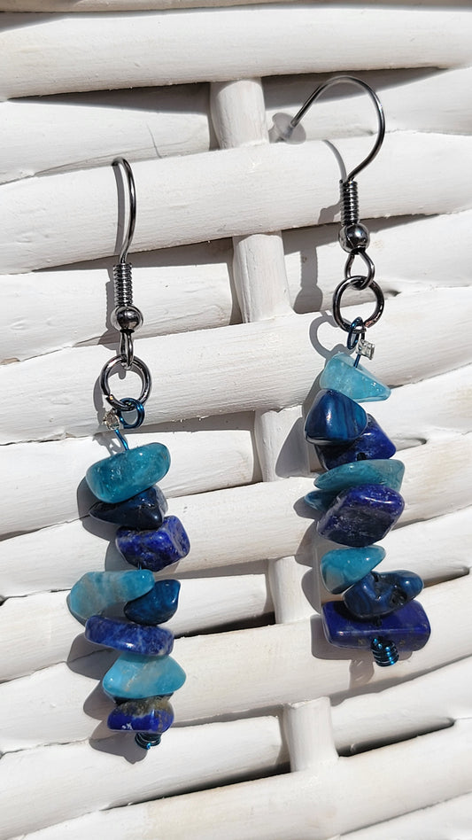 Lapis Lazuli & Aquamarine Bead Earrings