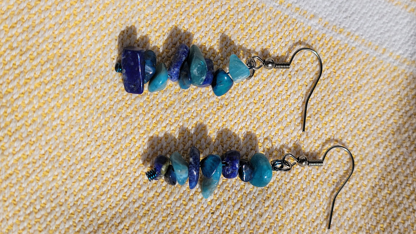 Lapis Lazuli & Aquamarine Bead Earrings