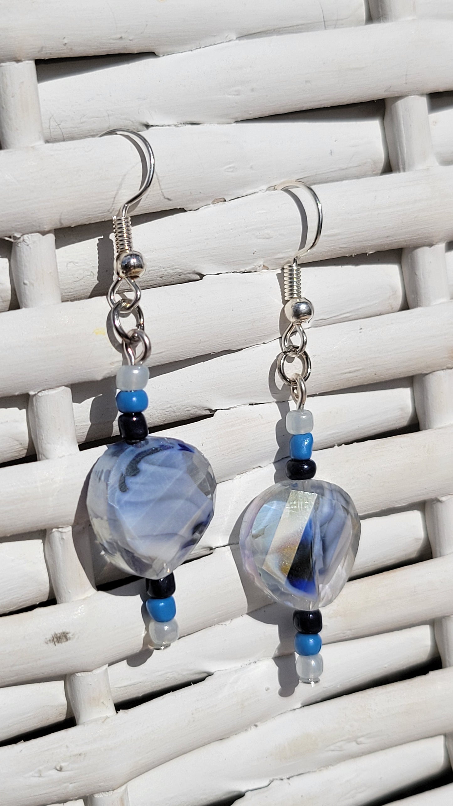 Blue Glass Swirl Earrings