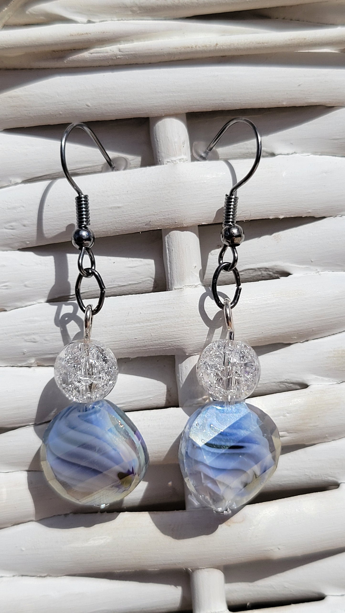 Blue Swirl w/ Crackle Earrings