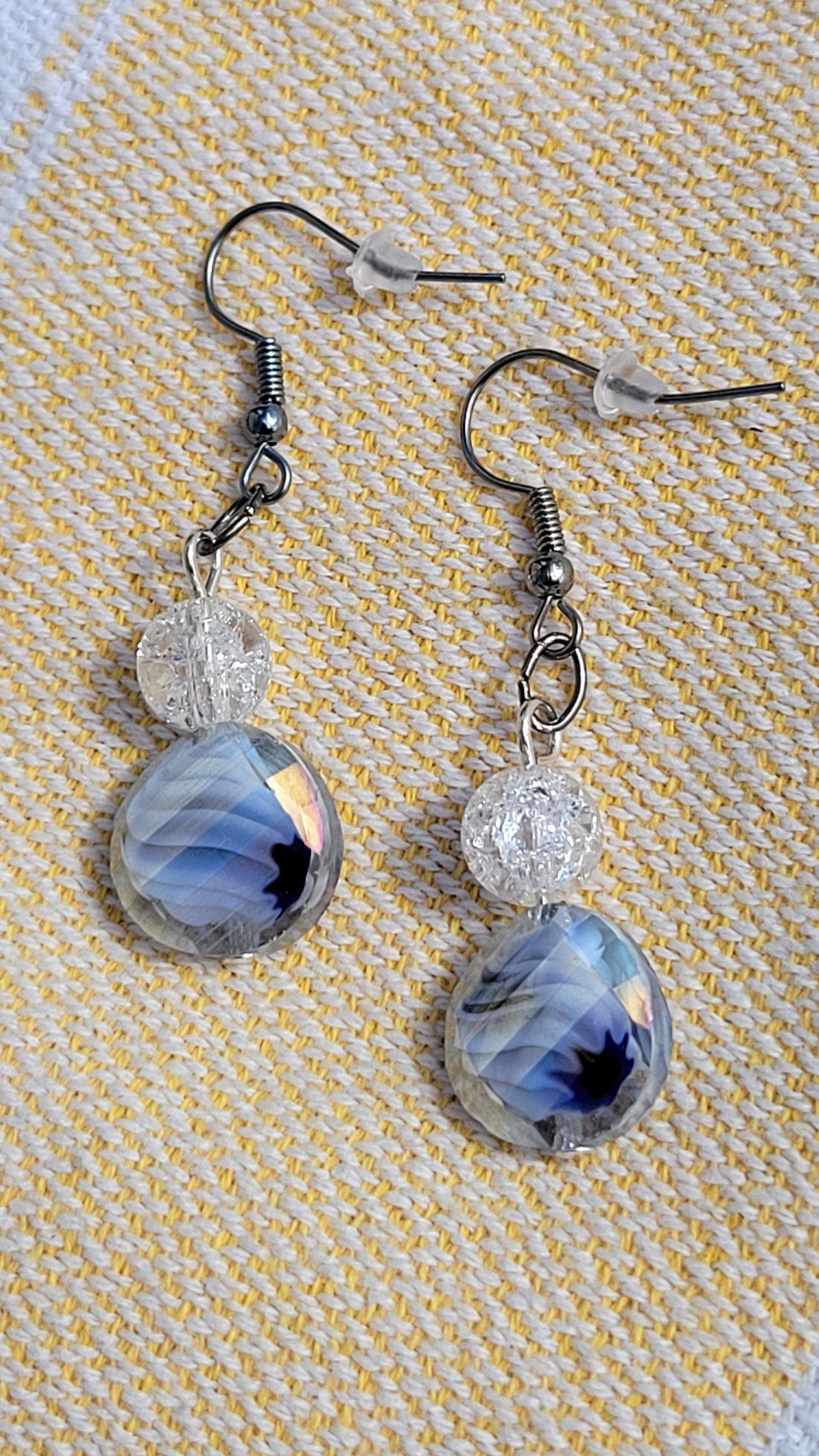 Blue Swirl w/ Crackle Earrings