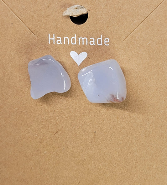 Blue Chalcedony Stud Earrings