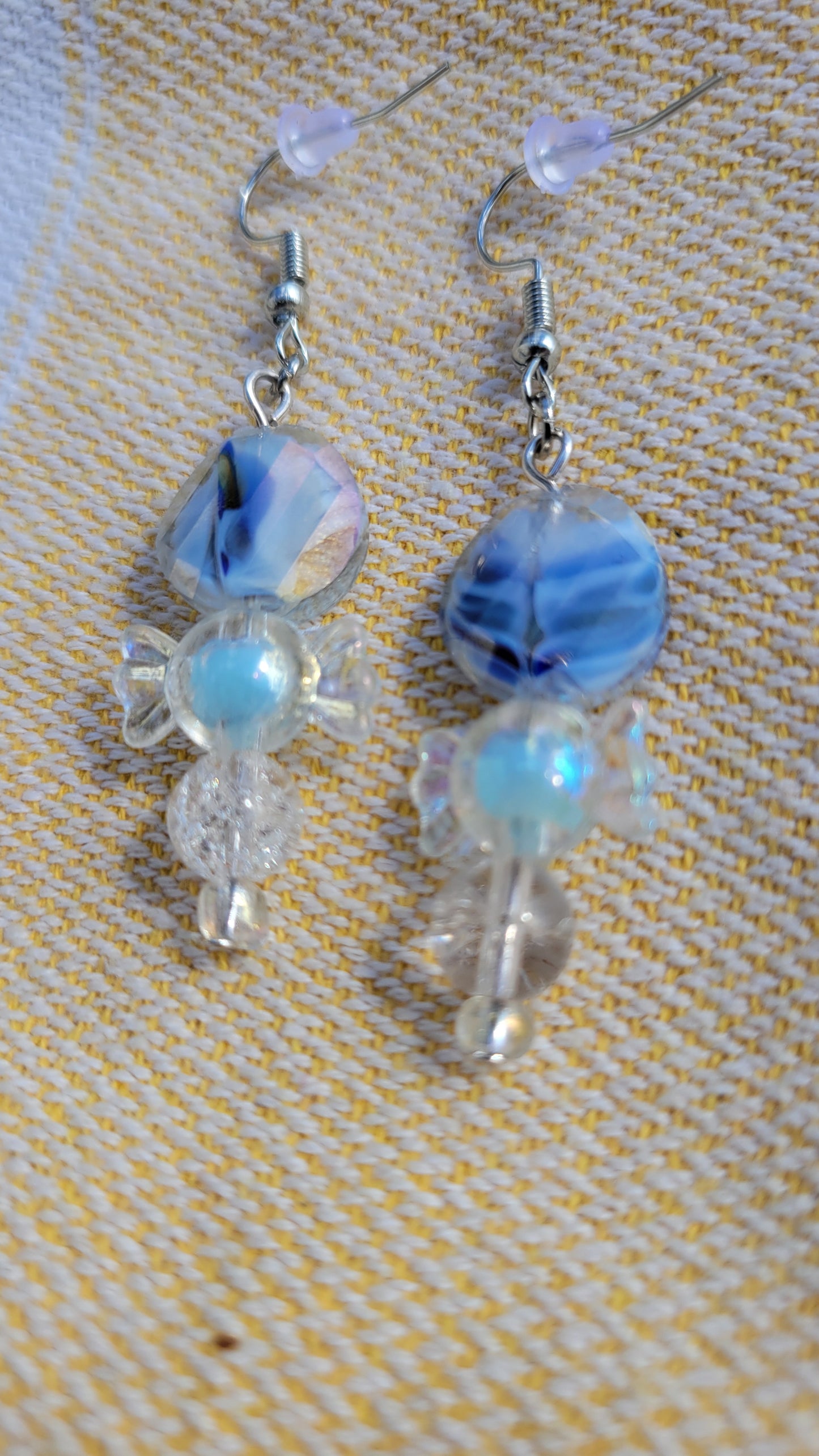 Blue Glass Candy Earrings