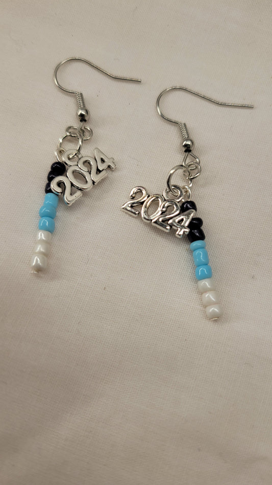 Blue & White Beaded 2024 Earrings