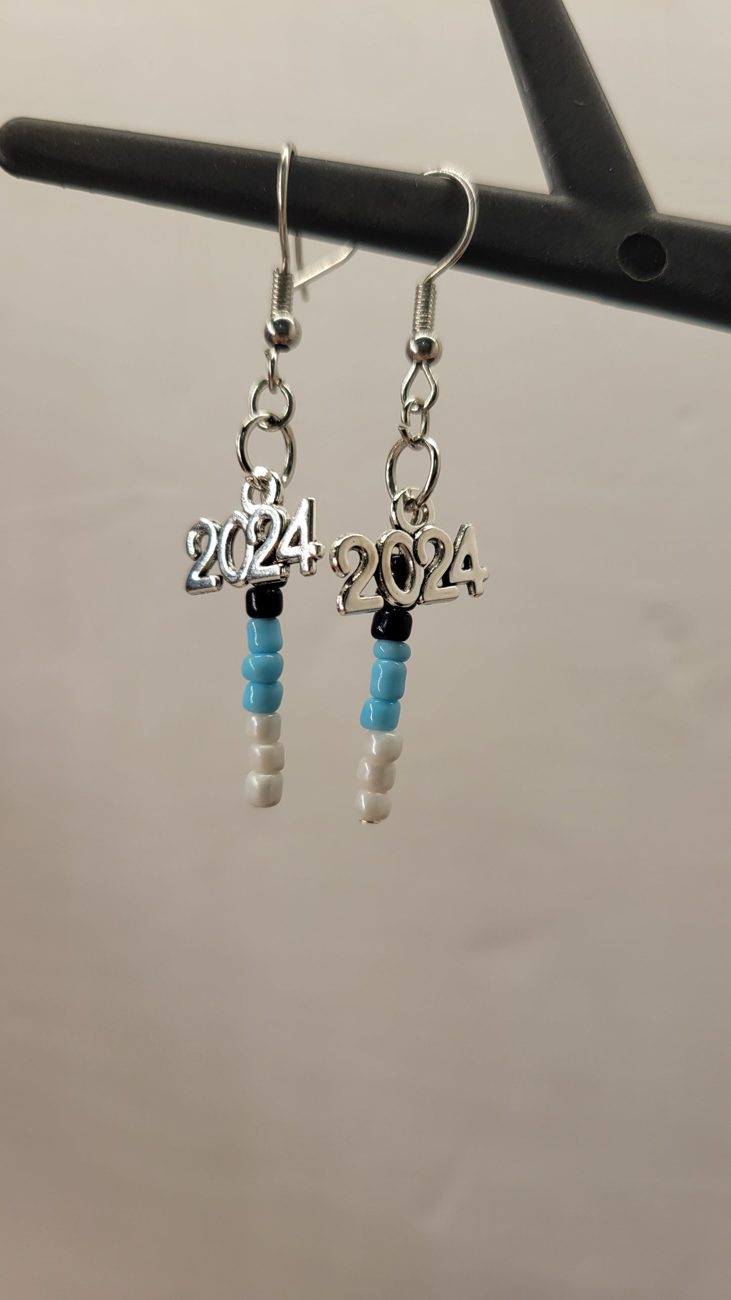 Blue & White Beaded 2024 Earrings