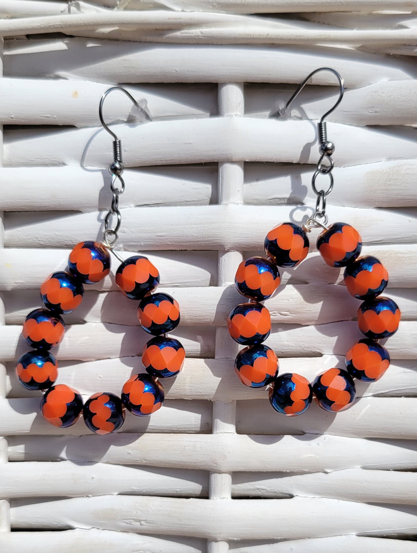 Blue & Orange Hoop Earrings