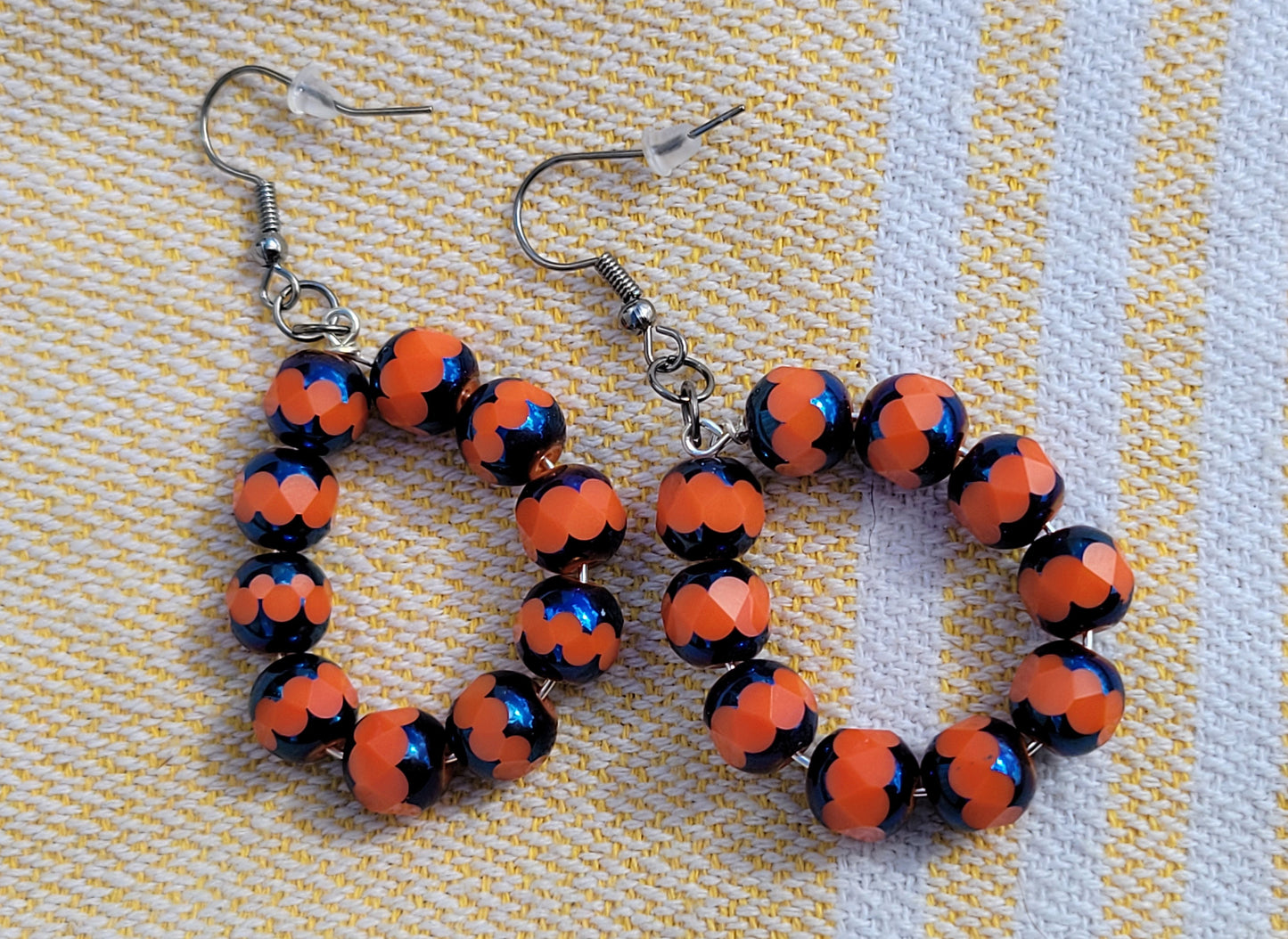 Blue & Orange Hoop Earrings