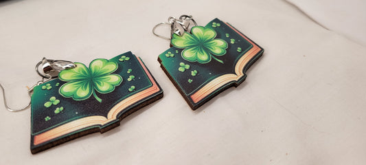 St. Patty's Day Open Book Earrings