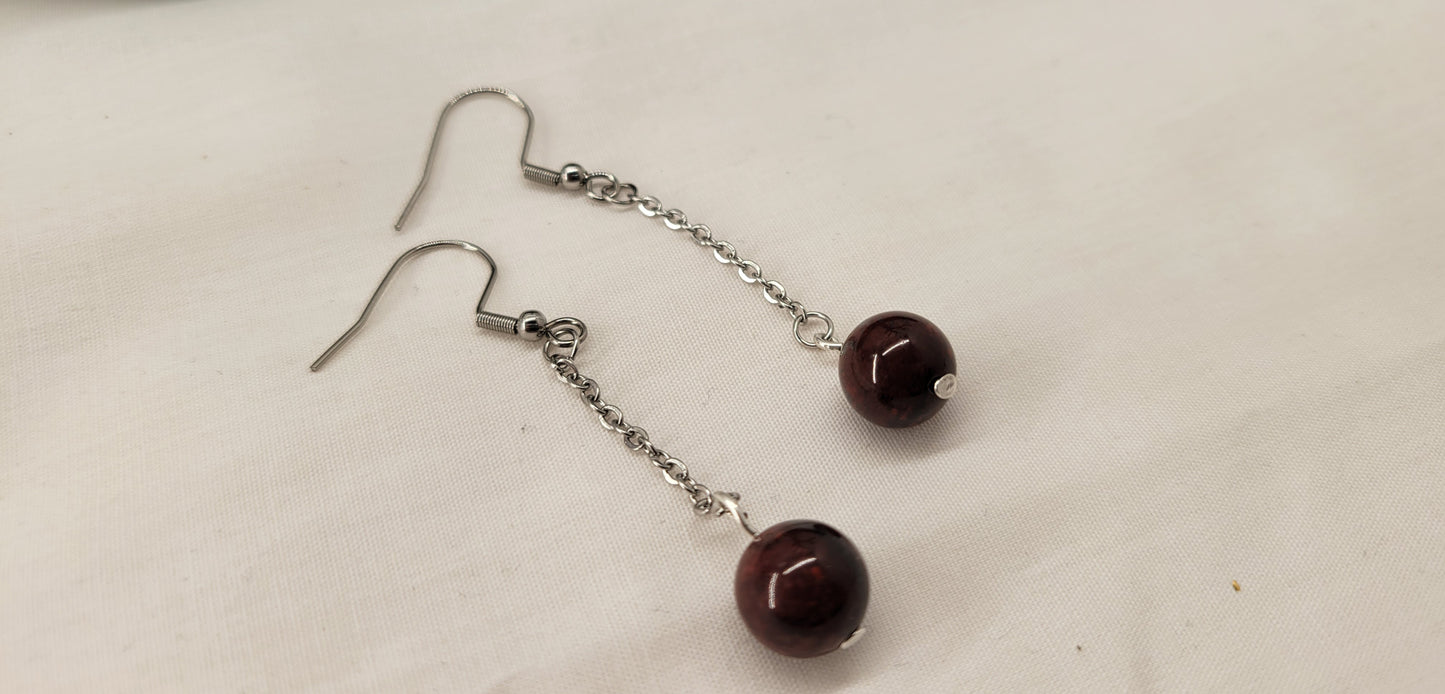 Brecciated Jasper Bead Dangle Earrings