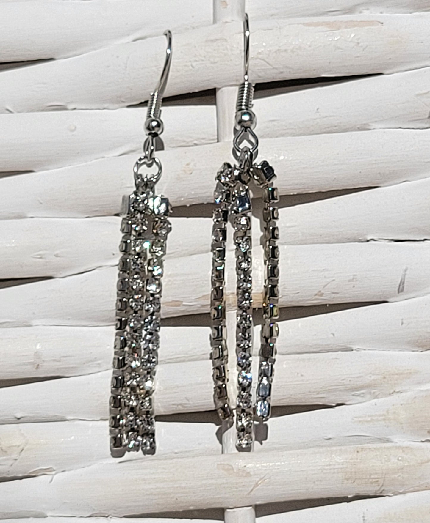 Rhinestone Strand Drop Earrings