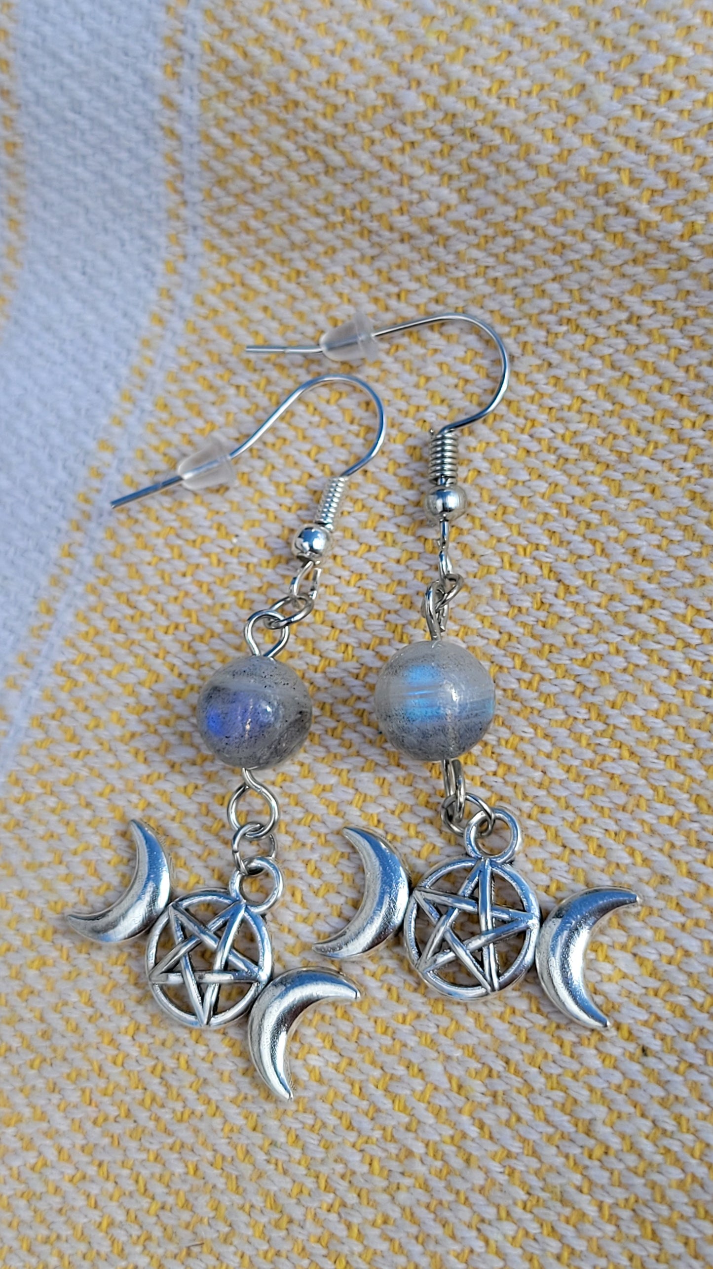 Triple Moon Moonstone Earrings