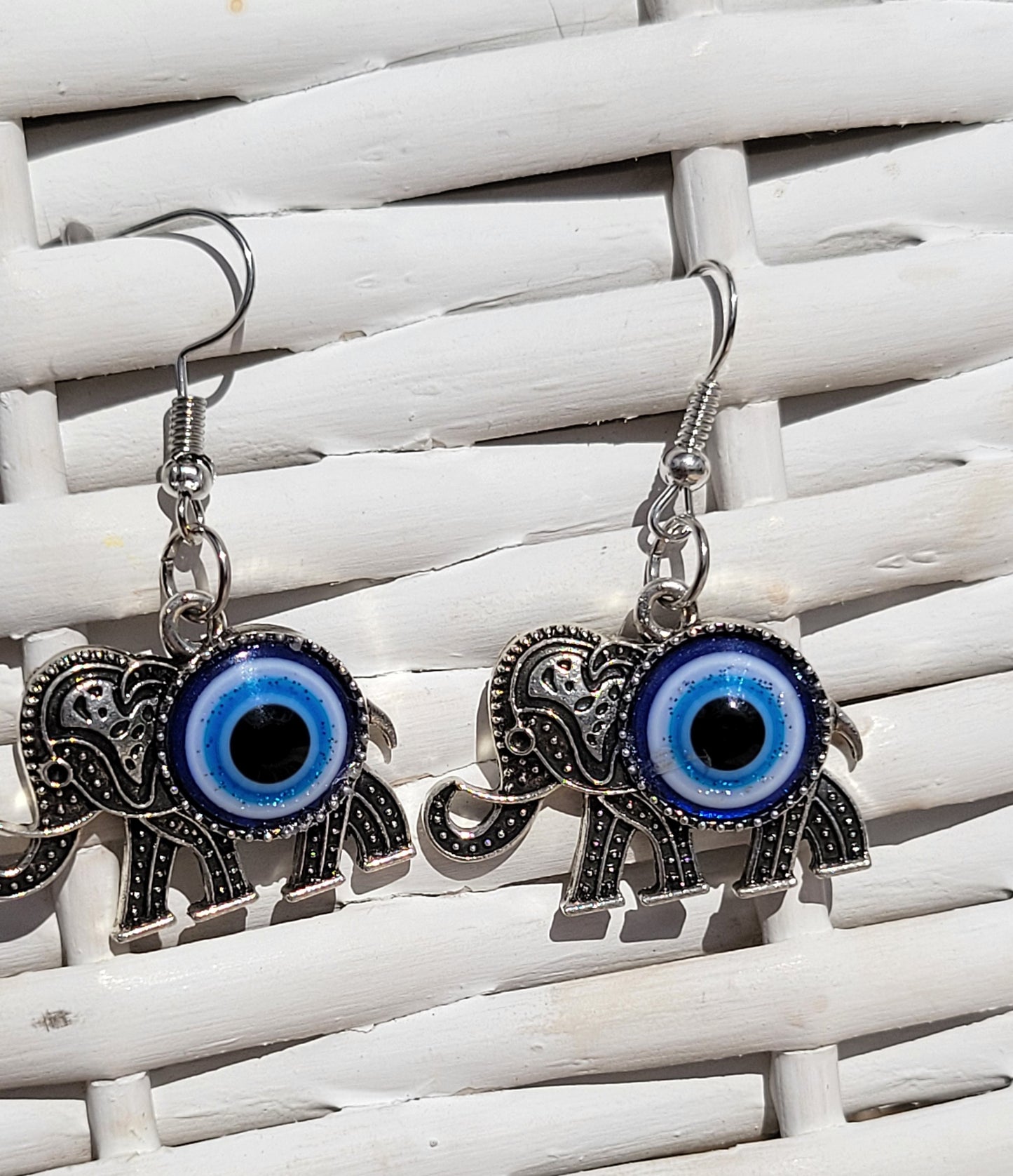 Evil Eye Elephant Earrings