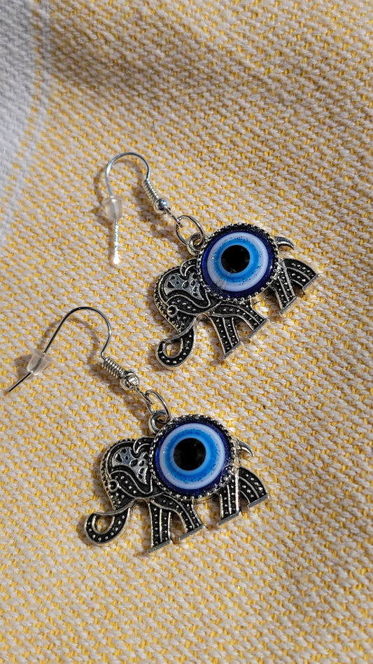 Evil Eye Elephant Earrings