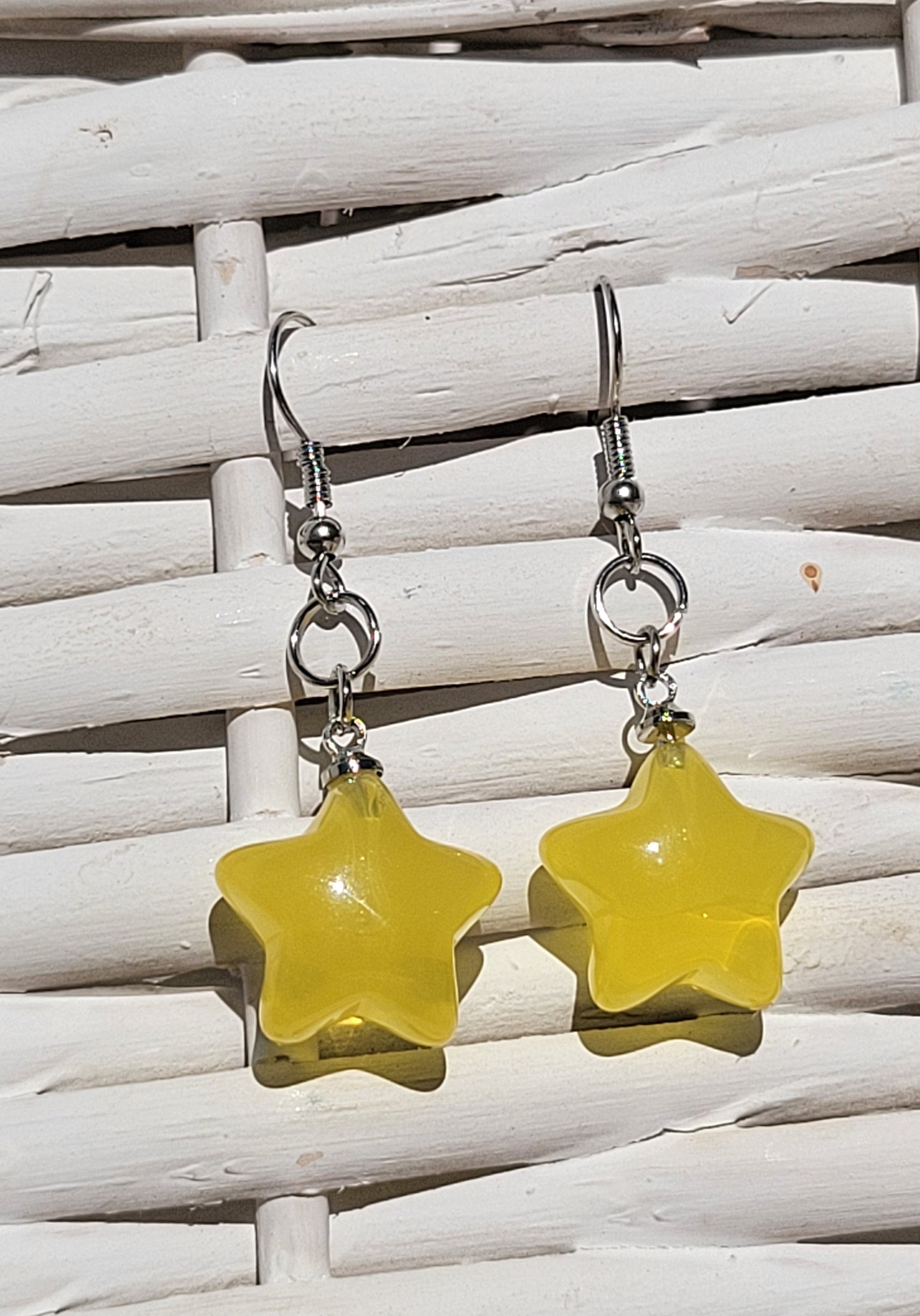 Puffy Yellow Star Earrings