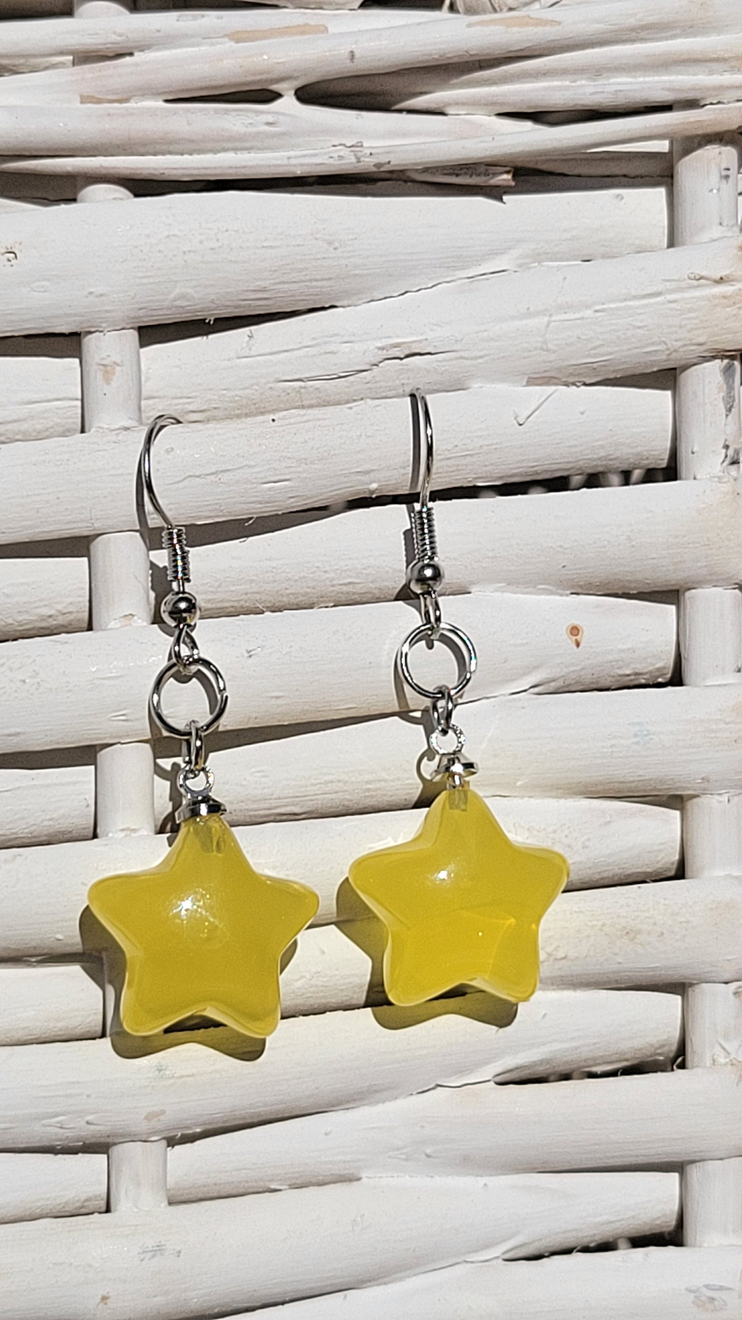 Puffy Yellow Star Earrings