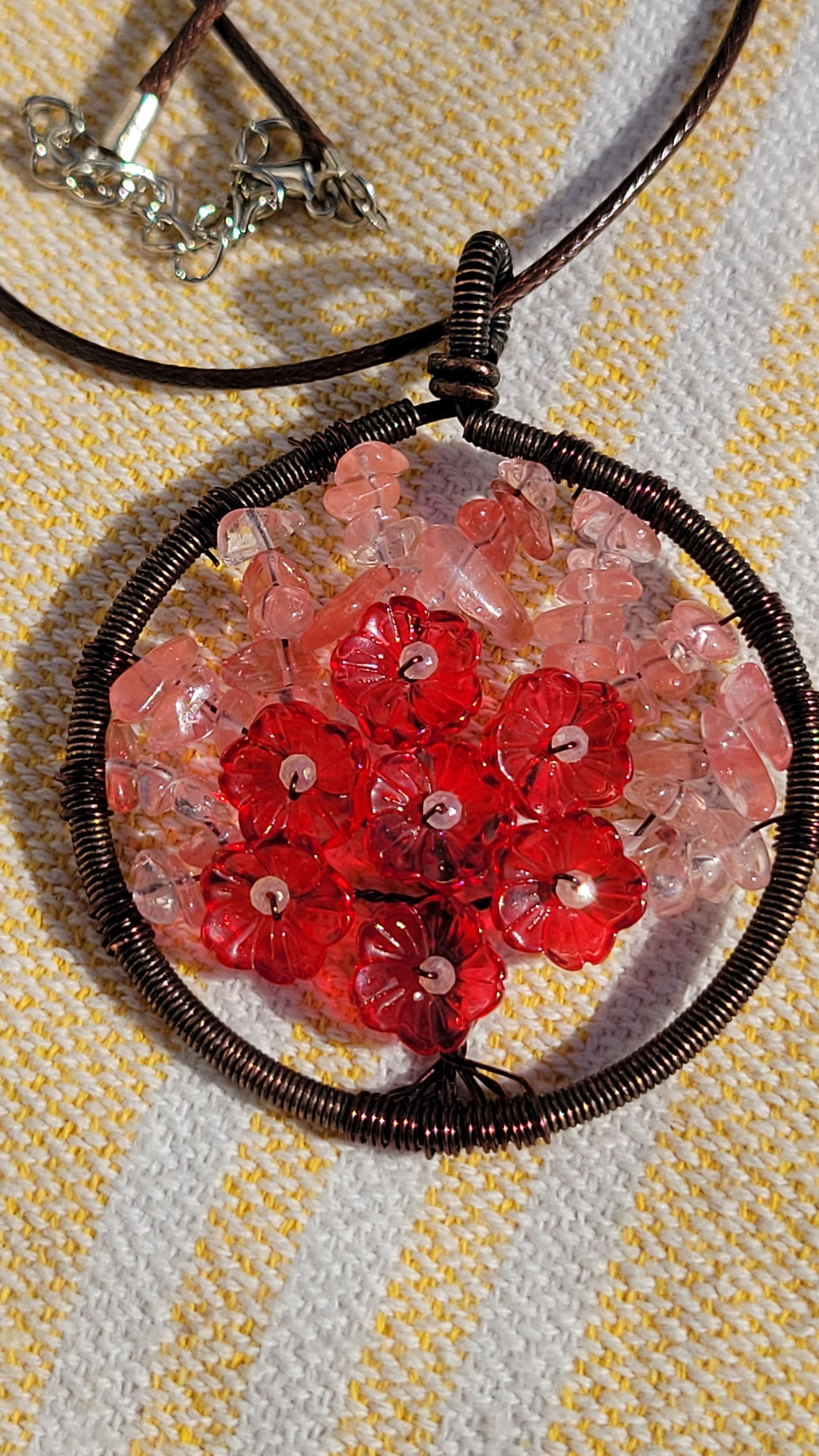 Flowers Round Pendant Necklace