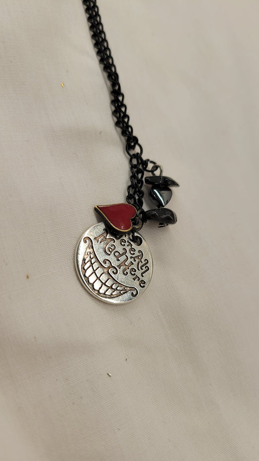 We're All Mad with Red Heart Necklace