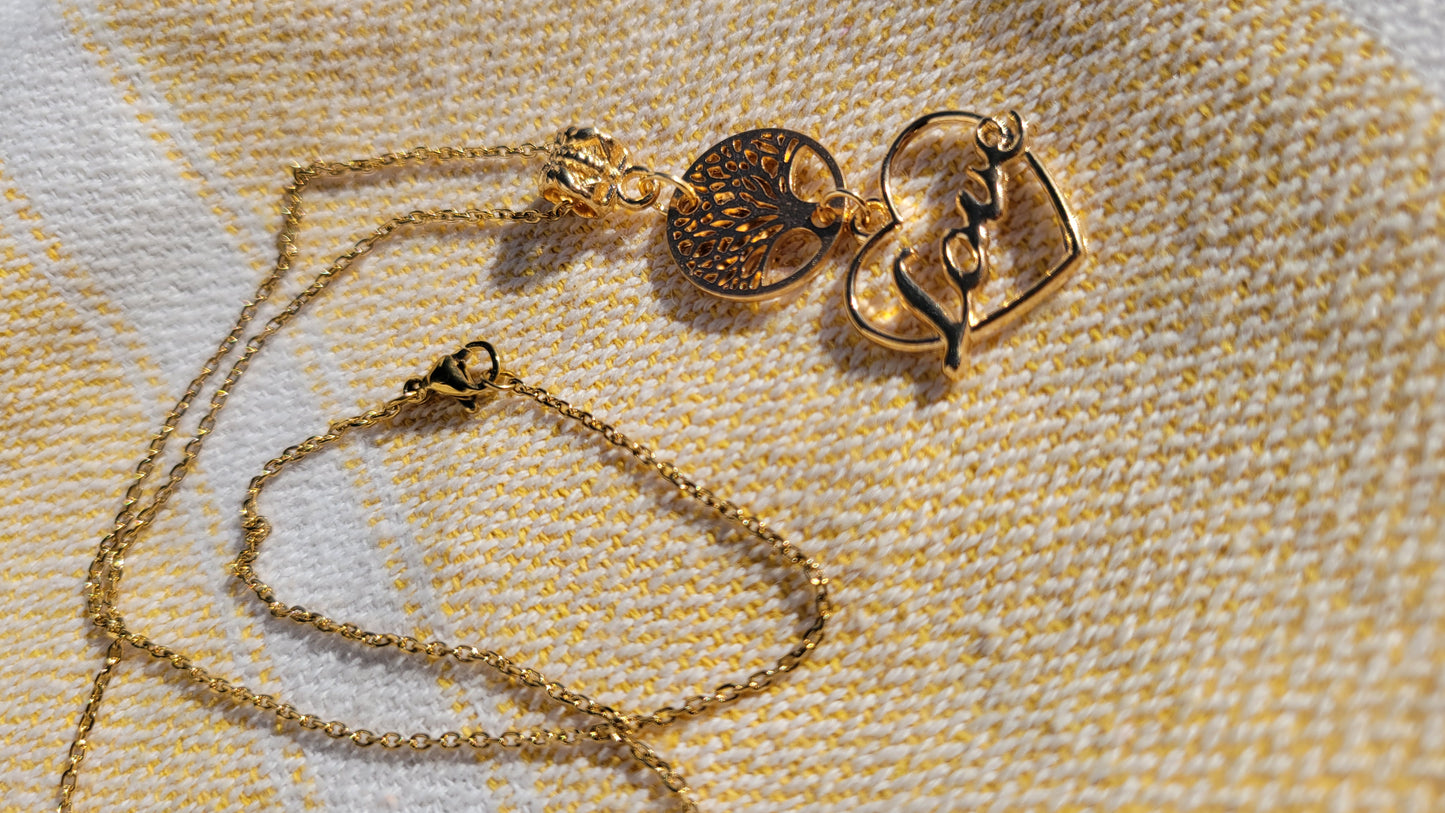 Tree of Life & Love Goldplated Necklace