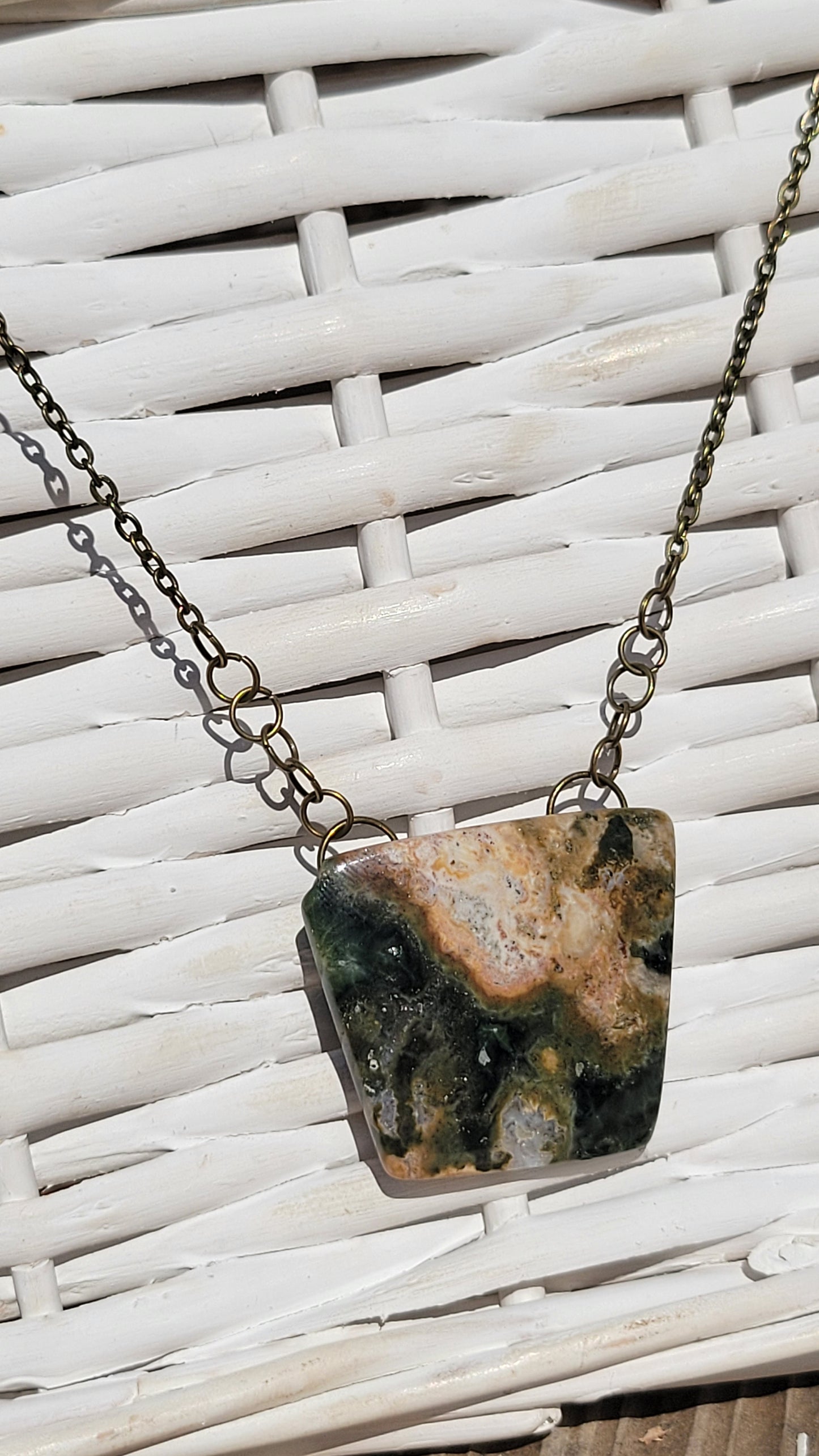 Moss Agate Geo Shaped Necklace