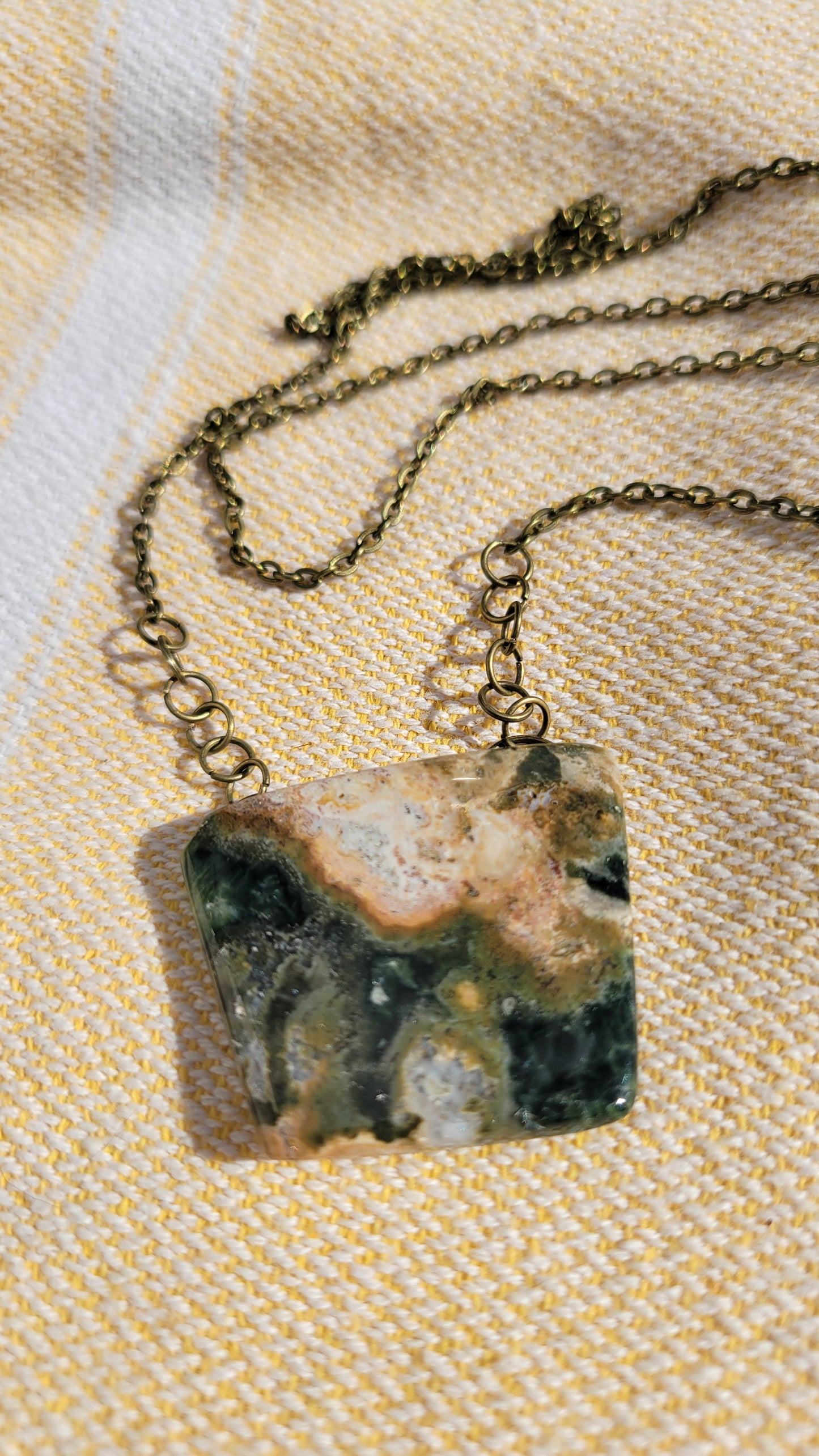 Moss Agate Geo Shaped Necklace