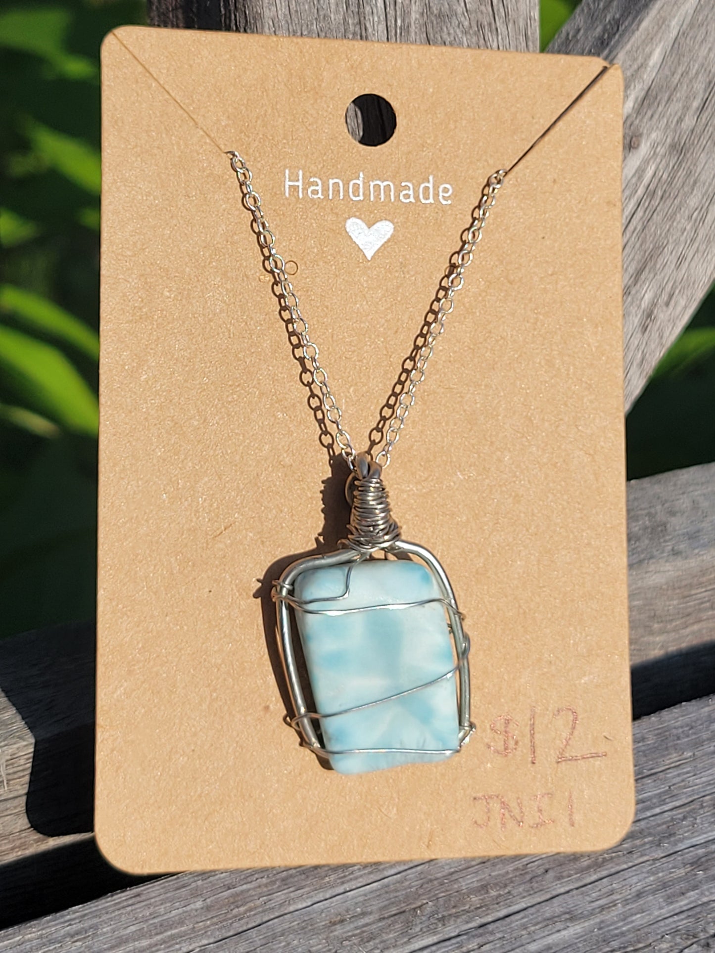 Larimar Wire Wrapped Necklace