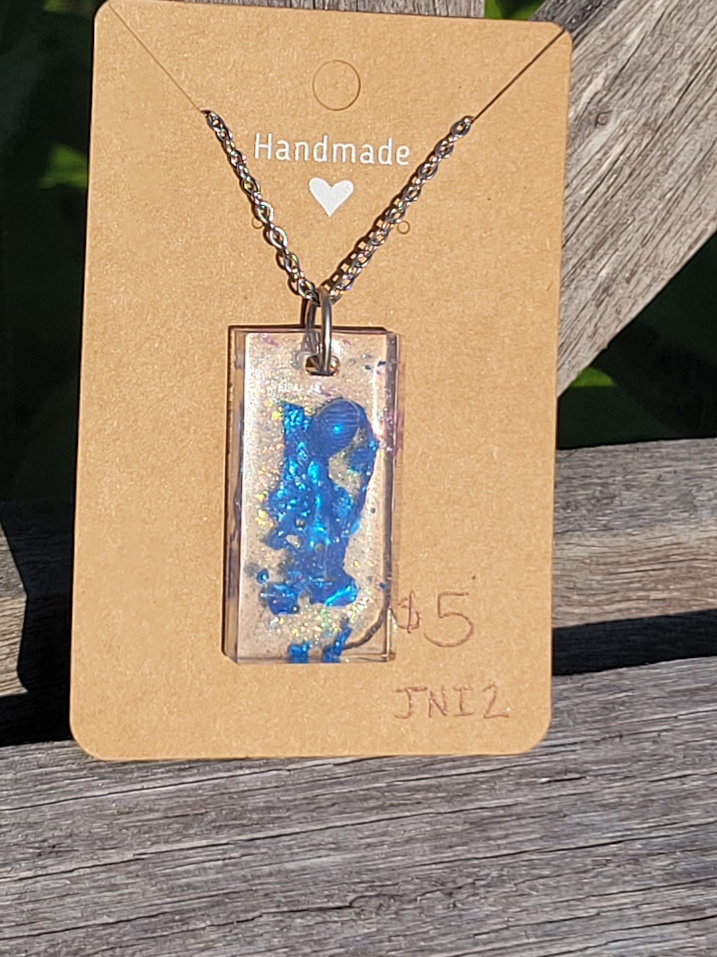 Blue Resin Painted Necklace