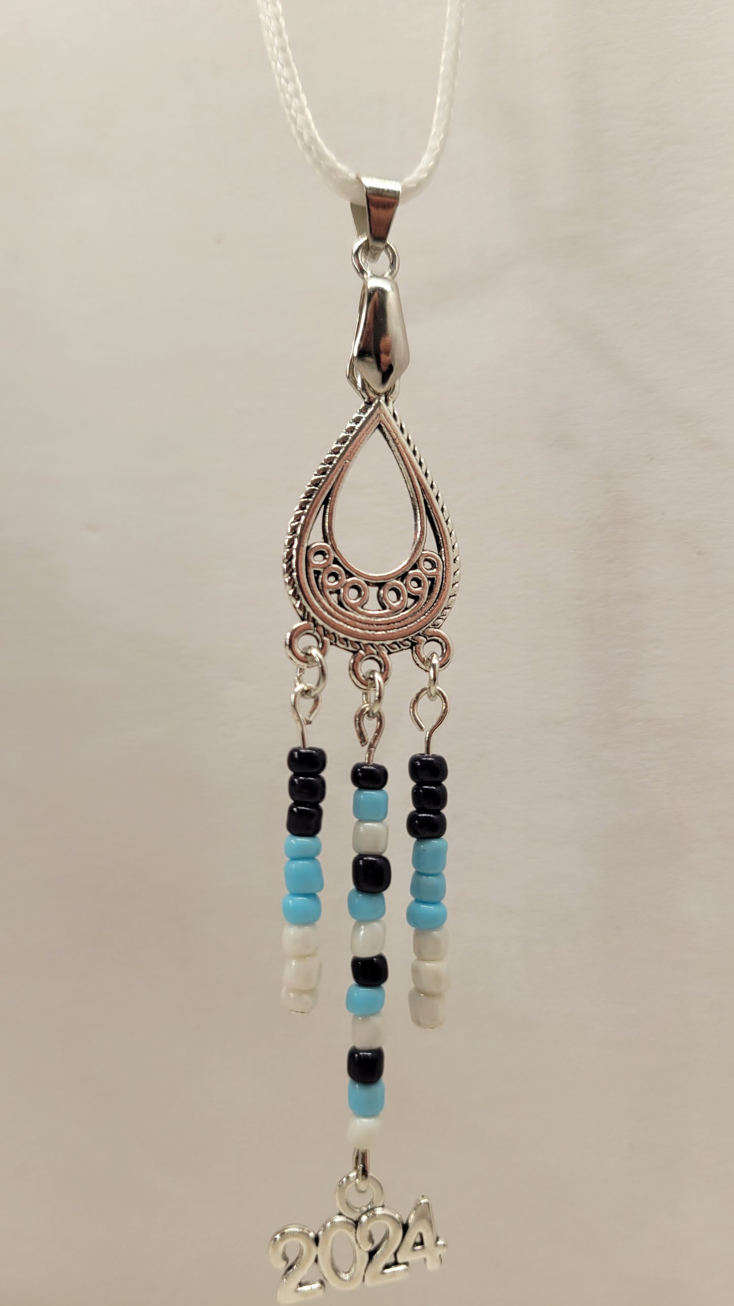 Blue & White Beaded 2024 Pendant