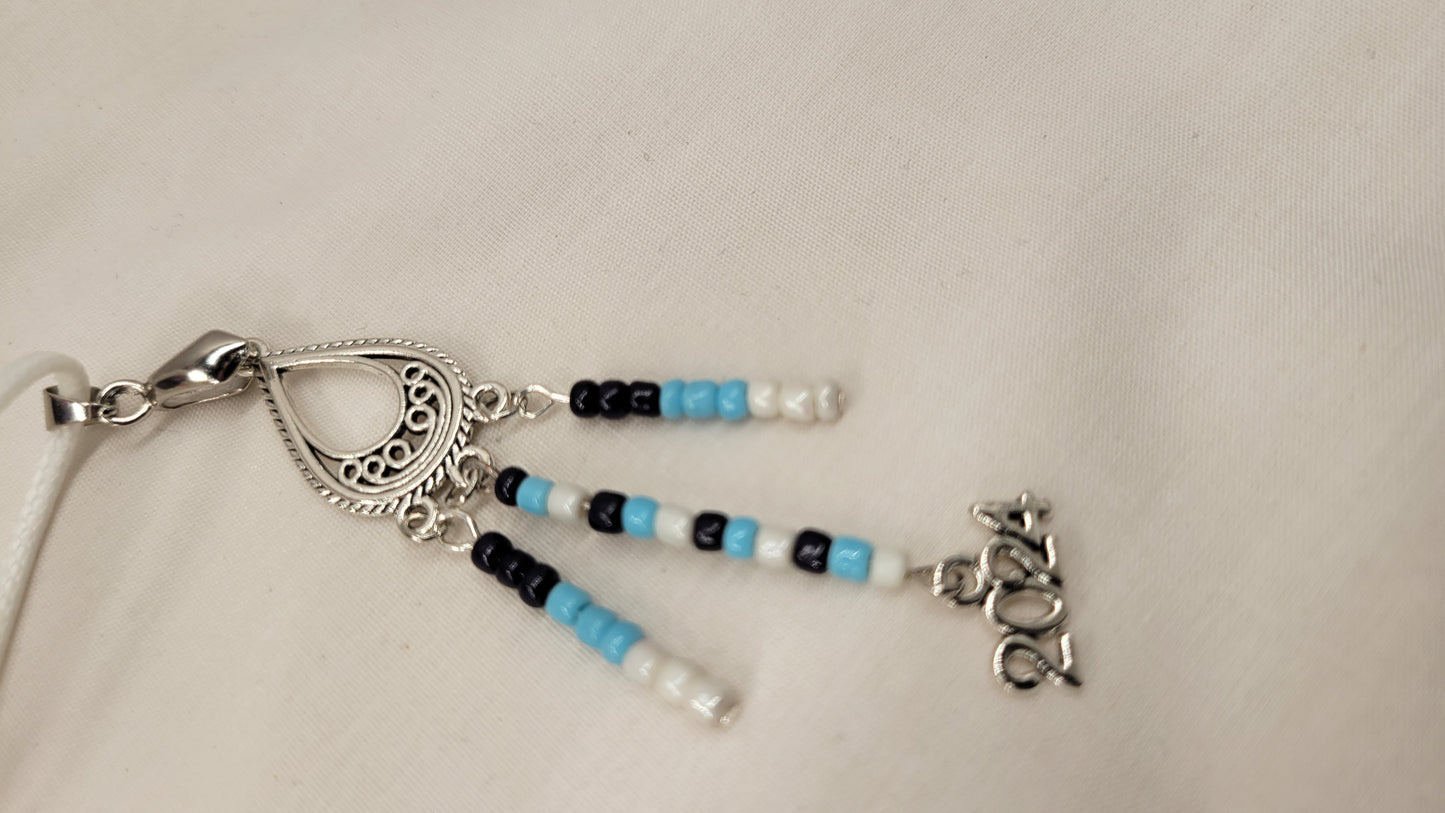 Blue & White Beaded 2024 Pendant