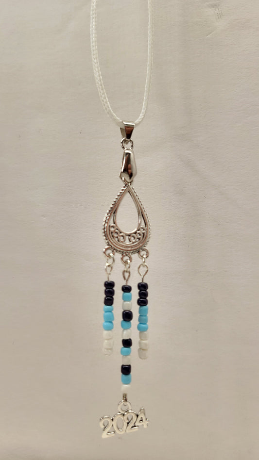 Blue & White Beaded 2024 Pendant