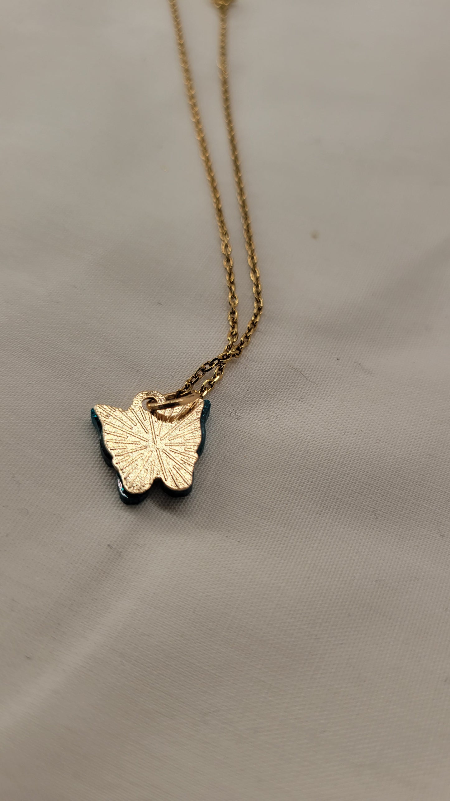 Teal Butterfly Necklace