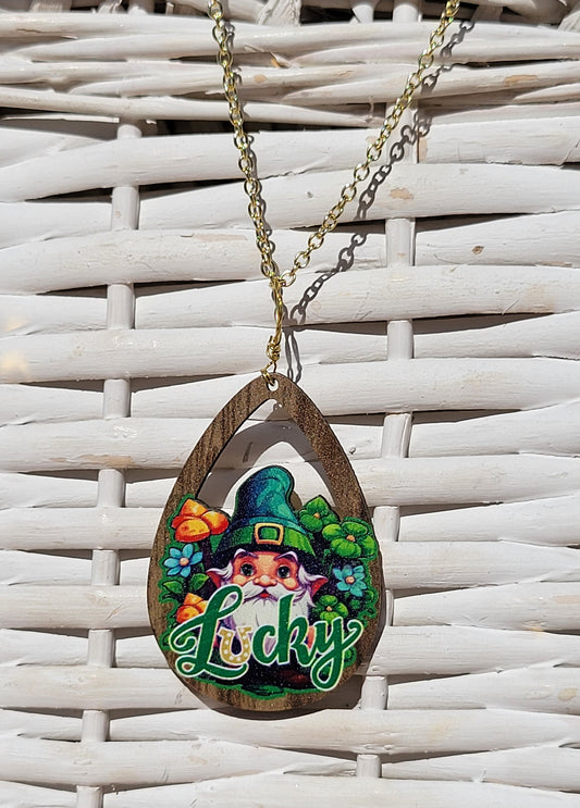 "Lucky" St. Patty's Day Wooden Necklace