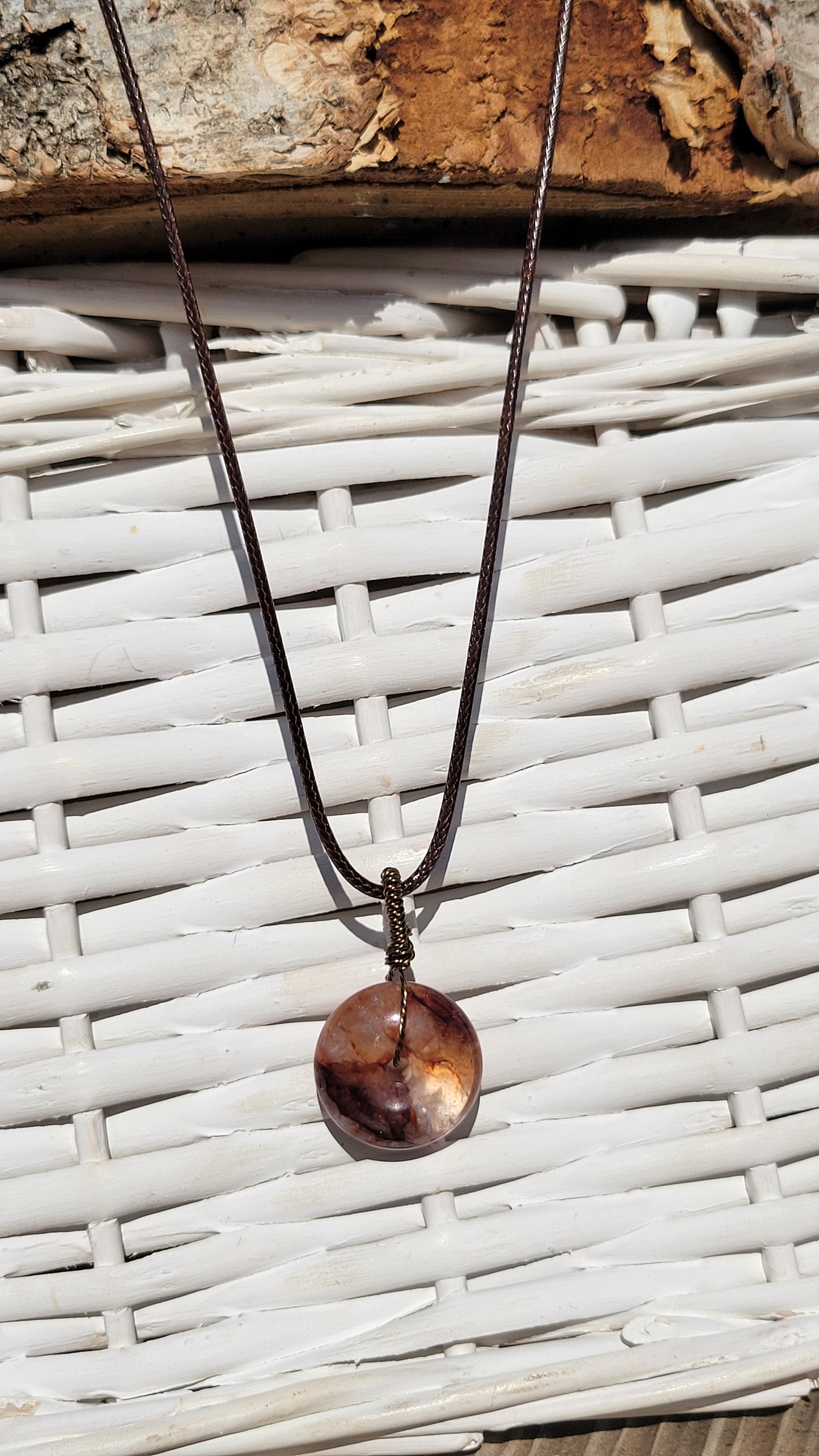 Fire Agate Wire Wrapped Necklace